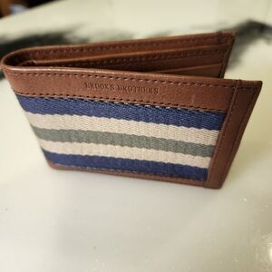 Brooks Brothers leather & fabric wallet